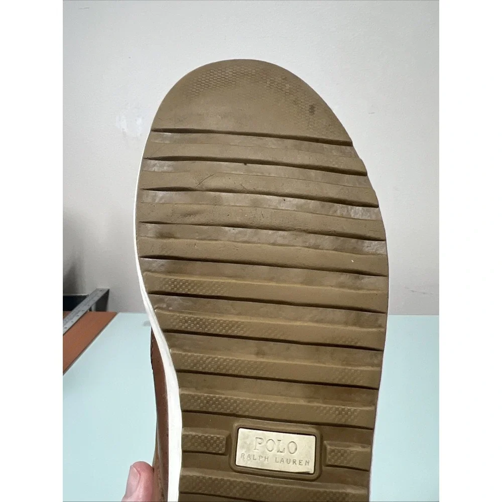 Polo Ralph Lauren Ramiro Men's 9 Brown‎ Leather Canvas Boat Shoes Casual